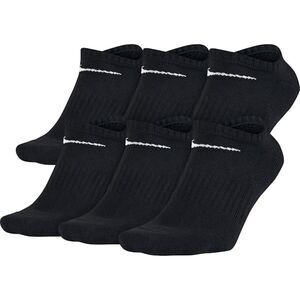 Nike Lightweight No Show Socks 6-Pack Black White Swoosh Medium New
